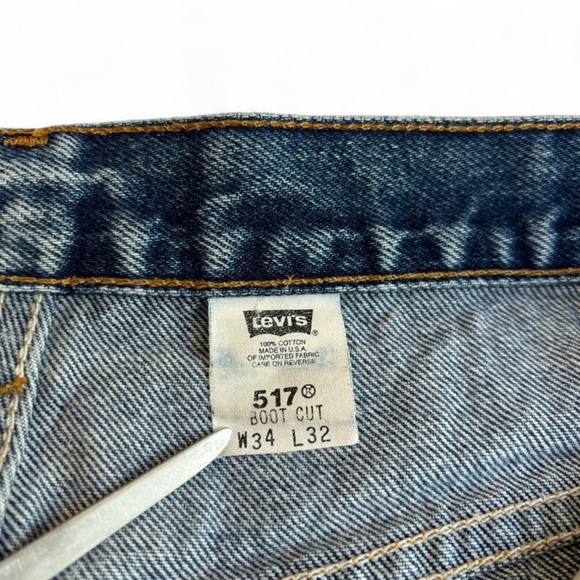 VTG y2k Levis 517 Cutoff Denim Shorts 34 Perfectly Distressed Grunge Biker USA - Picture 6 of 7